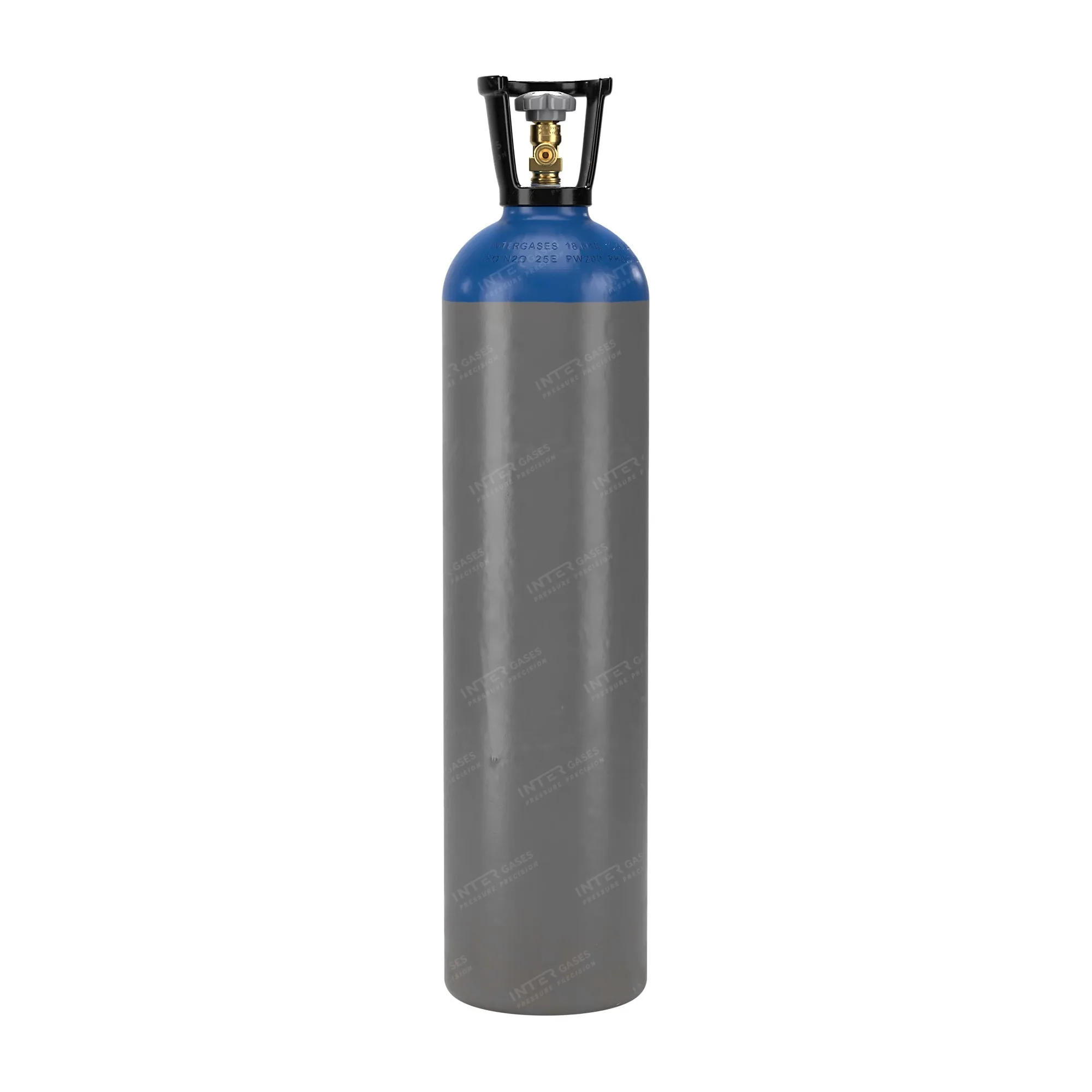 intergases-10kg-long-n2o-front-greybody-v2 N2O E942 Food Grade – 10 kg Cylinder (13.4 L), Ø180 mm
