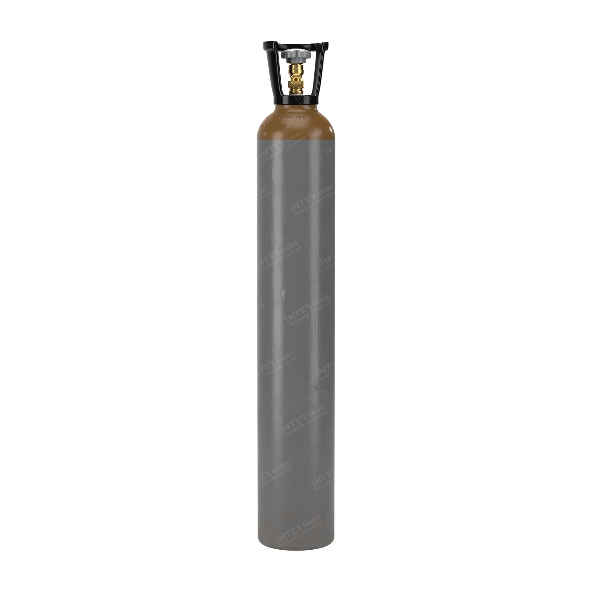 Heliumflasche 10 L, 200 bar, olivbraune Schulter – Vorderansicht