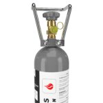 CO2 Flasche 2 kg mit Füllung, Lebensmittel-CO2 E290 – schräg von unten links
