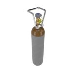 Heliumflasche 2,7 L, 200 bar, olivbraune Schulter – schräg von oben links