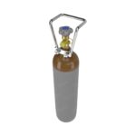 Heliumflasche 2,7 L, 200 bar, olivbraune Schulter – schräg von oben rechts