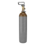 Heliumflasche 2,7 L, 200 bar, olivbraune Schulter – linke Seite, ohne Schutzkappe, Ventil W21,8 sichtbar