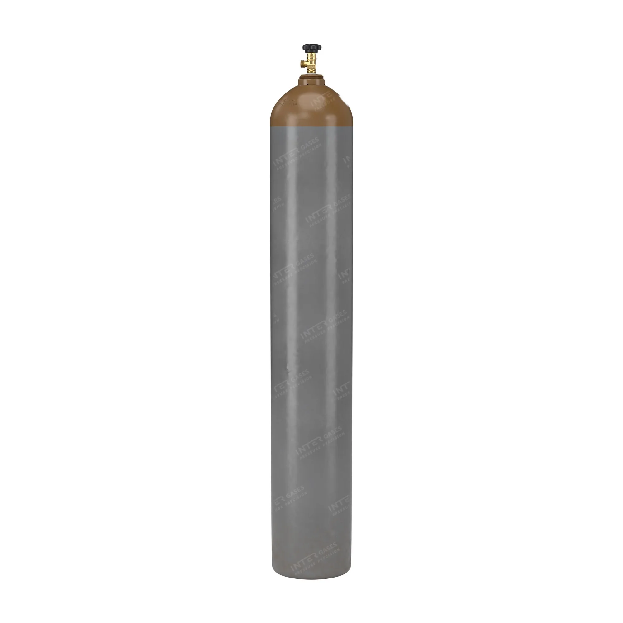 Heliumflasche 50 L, 200 bar, olivbraune Schulter – Vorderansicht