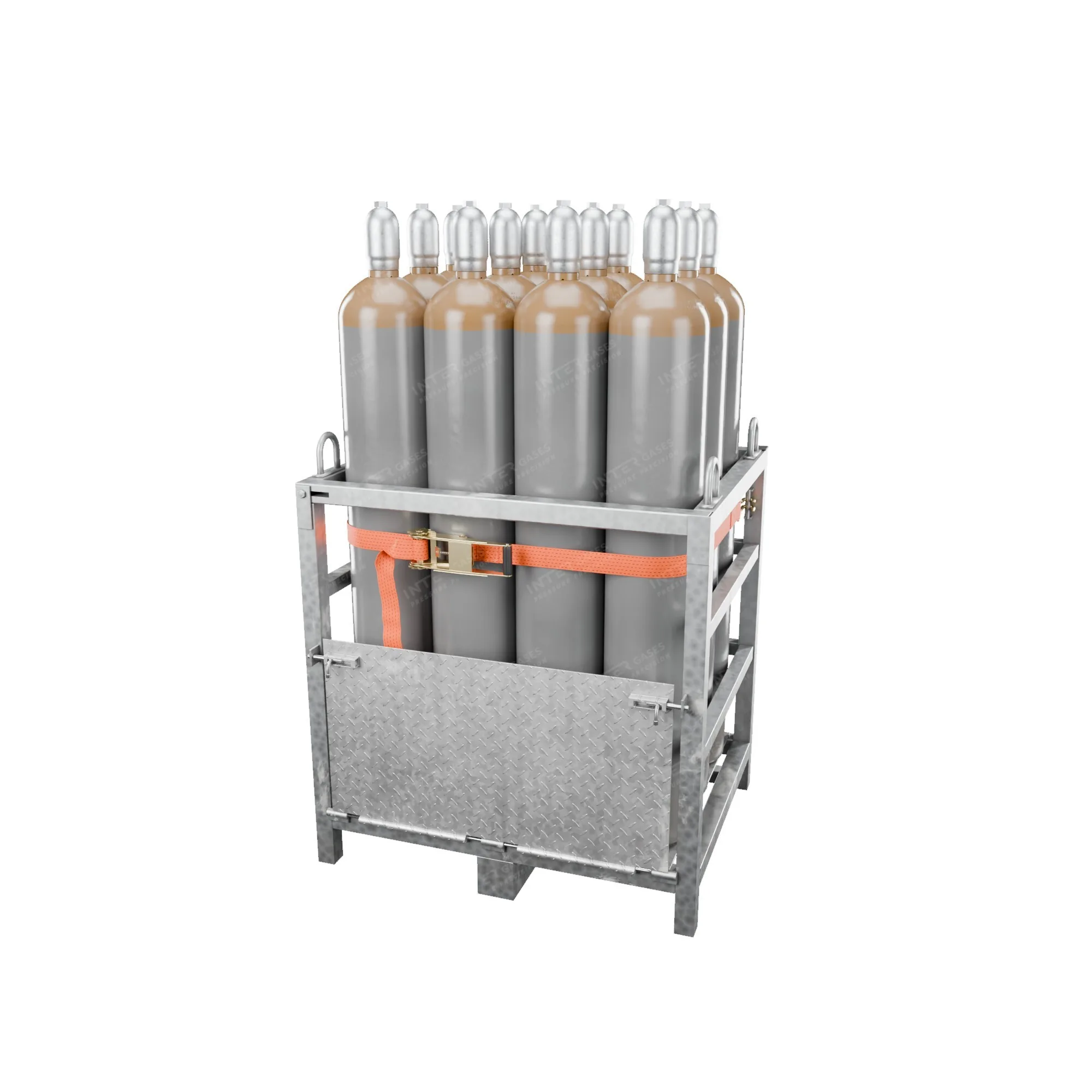 Heliumflaschen 50 L – Palette mit 12 Flaschen auf Stahl-Transportpalette