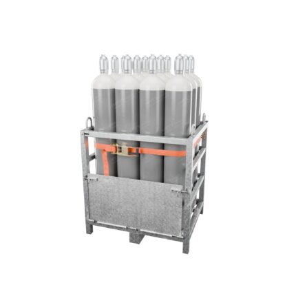 Technical oxygen 50 L – pallet of 12 cylinders on a galvanised steel transport pallet