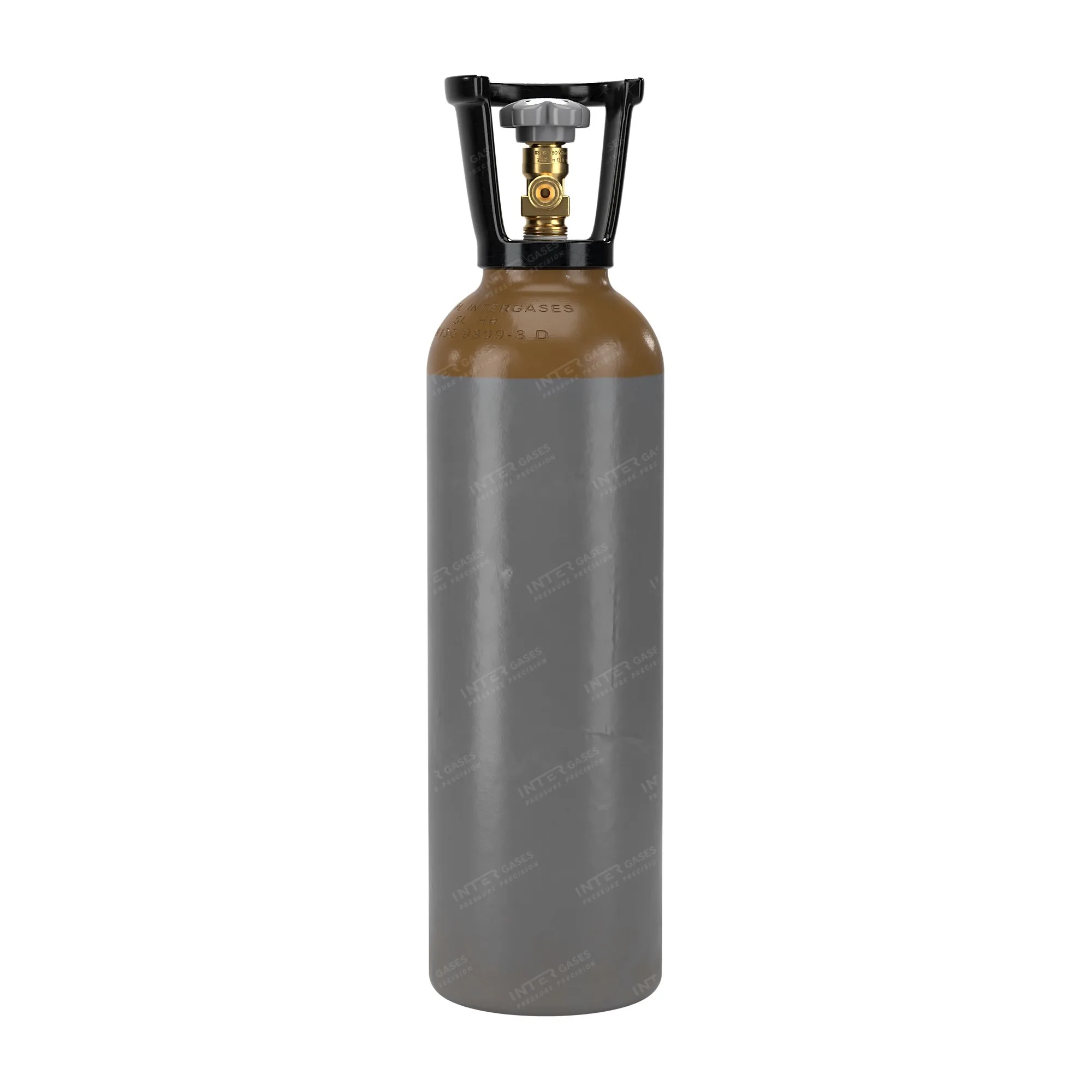 Heliumflasche 5 L, 200 bar, olivbraune Schulter – Vorderansicht