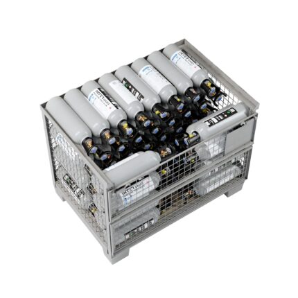 Gitterbox with 5 L CO2 cylinders - top view