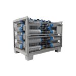 Gitterbox with 5 L N2O cylinders - low angle view