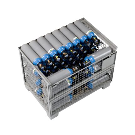 Gitterbox with 5 L N2O cylinders - top view