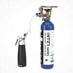 Intergases 2 kg refillable N2O cylinder with Oxyturbo regulator, W21.8 adapter and Smartwhip 500 ml black cream dispenser – set-34-right