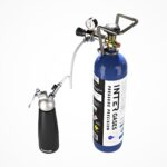 Intergases 2 kg refillable N2O cylinder with Oxyturbo regulator, W21.8 adapter and Smartwhip 500 ml black cream dispenser – set-high