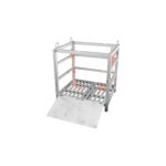 Galvanised steel transport pallet for 12 × 50 L gas cylinders, empty, front ramp down