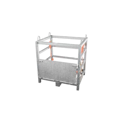 Galvanised steel transport pallet for 12 × 50 L gas cylinders, empty, front ramp closed